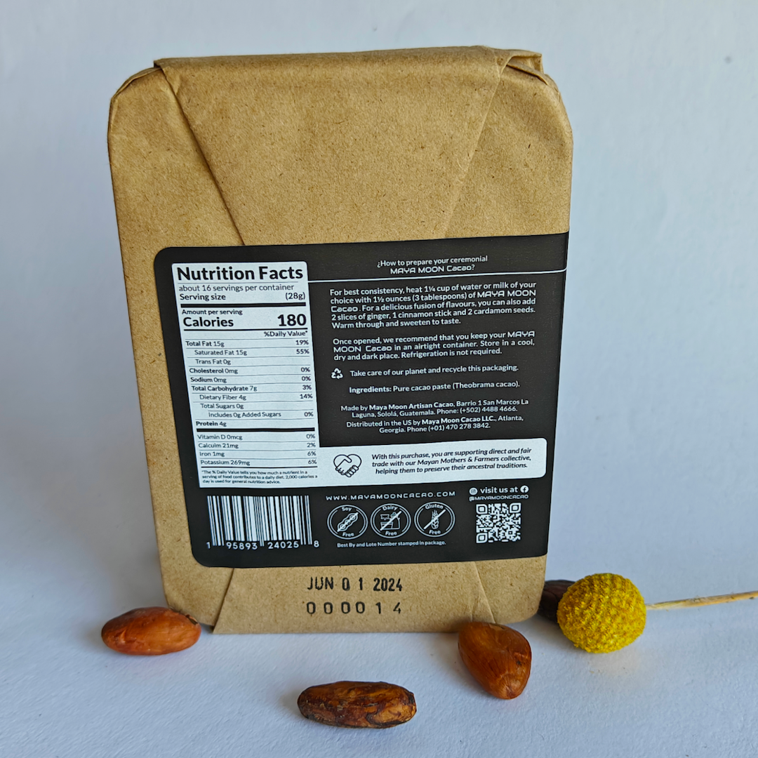 Maya Moon Cacao, Ceremonial Grade Organic Cacao (1 Lb Solid Block)