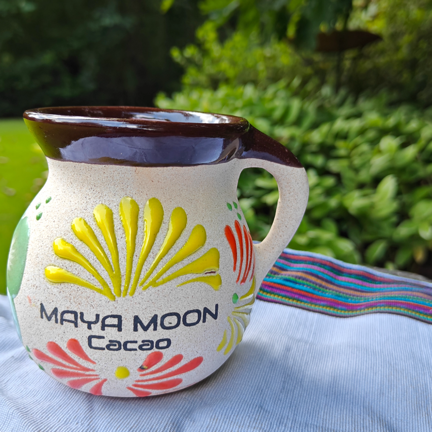 Maya Moon Cacao Handcrafted Clay Mug - Artisanal Ceremonial Cacao Mug with Handle